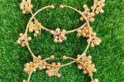 "Traditional Kashmiri Adjustable Bangle Set with Hanging Gold Ghungroo-Style Bead Clusters"