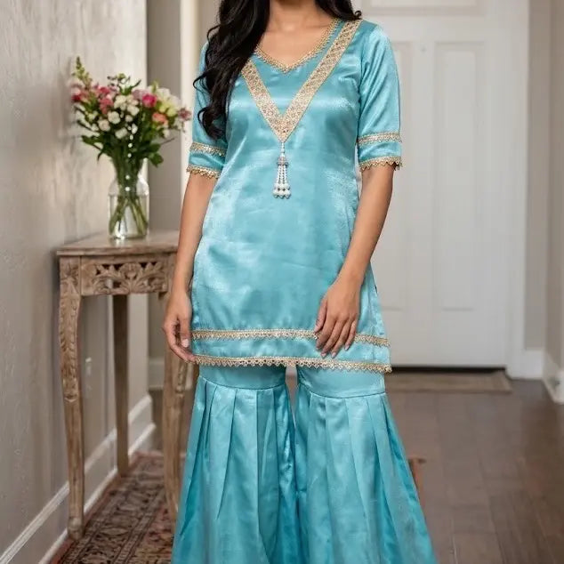 Luxury Silk Salwar Kameez Set - Elegant Embroidered Kurti (Size Options Available)