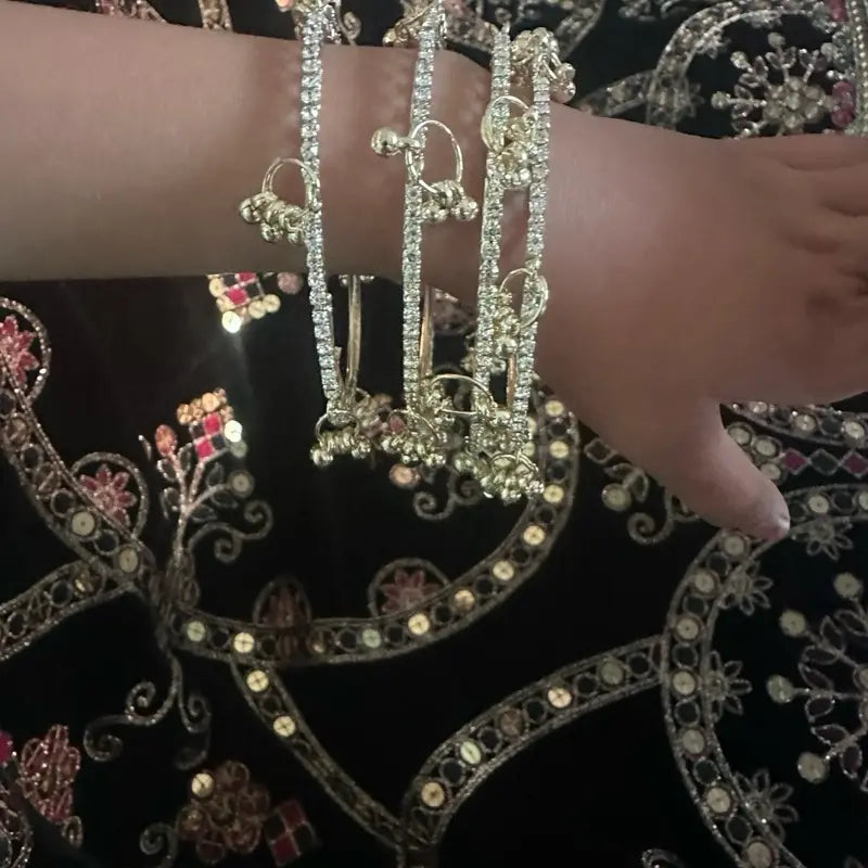 Kashmiri Bangles Set Gold & Silver Tone | 4pcs & 8pcs Traditional Indian Jewelry | Elegant Stackable Bracelets