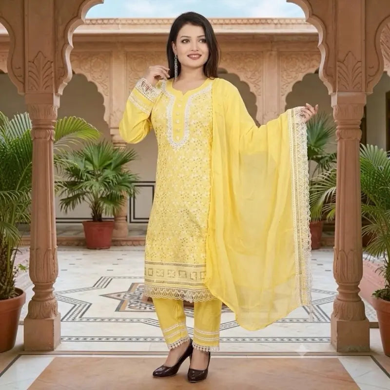 3pc Pure Cotton Indian Suit Set | Soft & Breathable Traditional Wear handmade