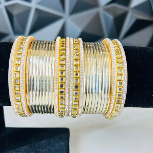 Traditional Glass-Look Chooda Sets Vibrant 30pc Bangle Sets with Gold Mirror Kada Border | Festive Indian Kangan