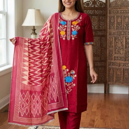 Luxury Silk Salwar Kameez Set - Elegant Embroidered Kurti (Size Options Available)