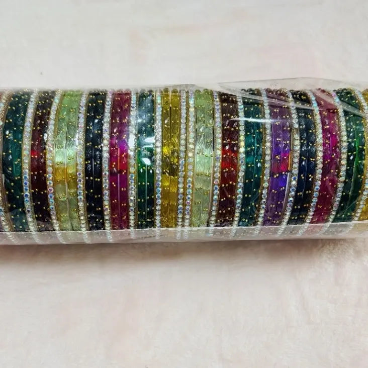 56pc Luxury Rainbow Bangle Set Full Traditional Indian Choodiyan Stack