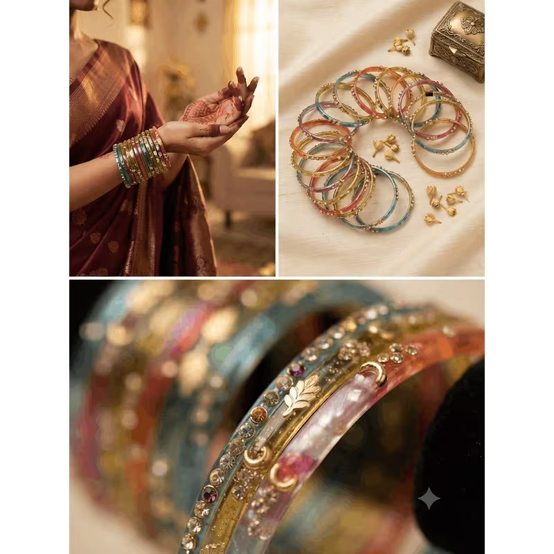 12-Piece Multicolor Crystal Bangle Set, Women's Stackable Bracelets with Decorative Stone Accents