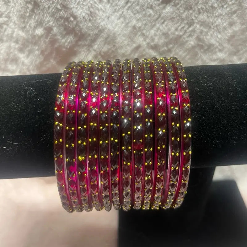 2•10 Vibrant Style Set: 12 Kashmiri raindrop Glass Bangles