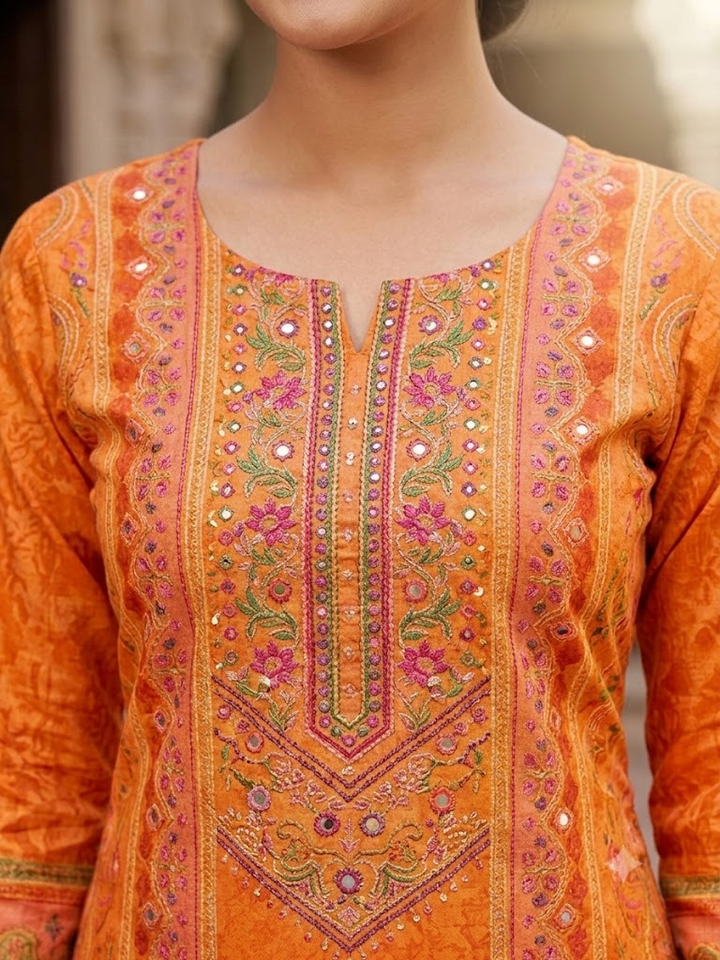 Women's Ethnic Print Kurta Set with Dupatta Elegant Three-Piece Outfit Traditional Festive Wear Trousers and Kurti Casual Kurti Set