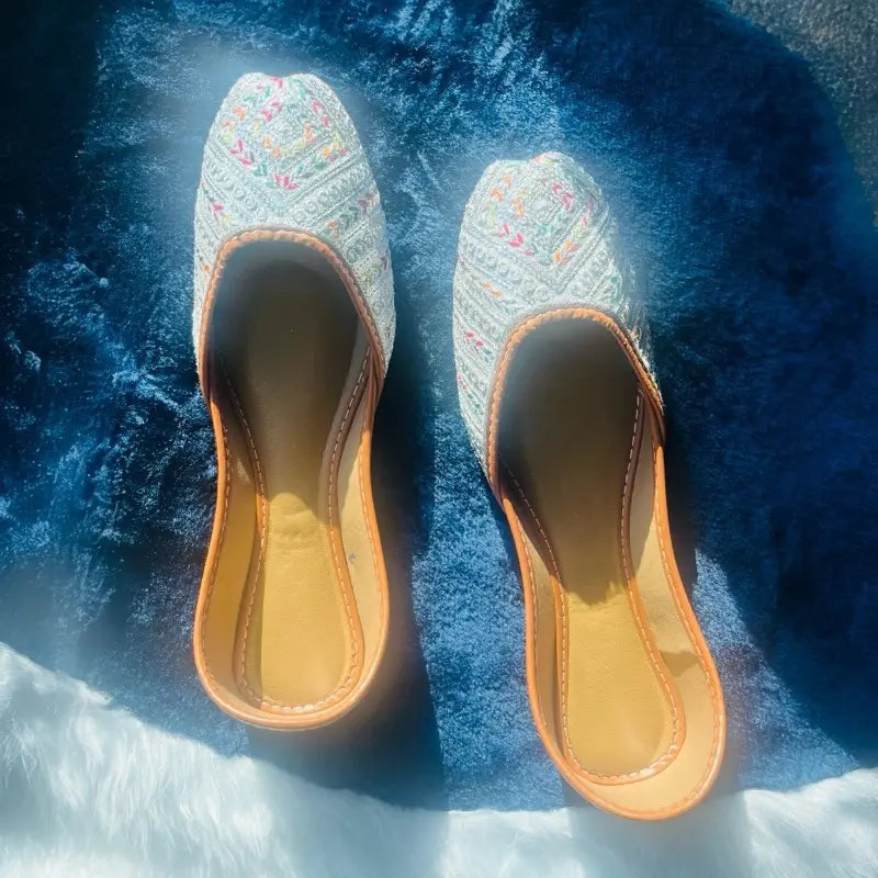 Handmade Mirror Work Punjabi Jutti | Ethnic Bridal Khussa Shoes | Embroidered Rajasthani Mojari for Women | Traditional Indian Wedding Flats
