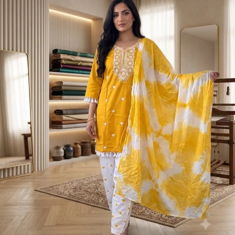 Women's Elegant Ethnic Kurta Set with Embroidered Floral Design Size 48 Perfect for Special Occasions