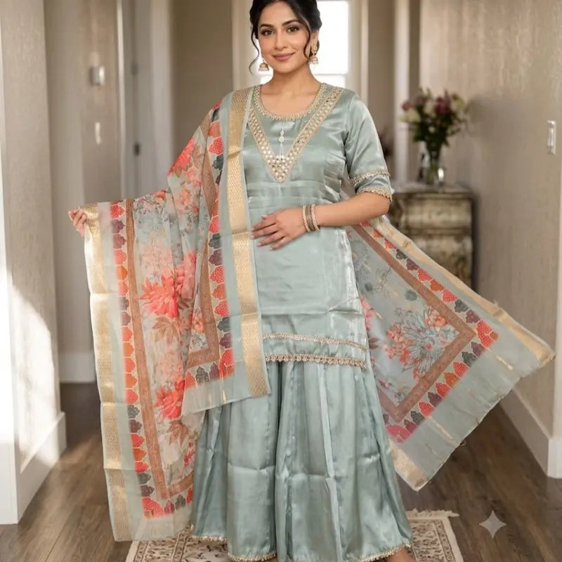 Luxury Silk Salwar Kameez Set - Elegant Embroidered Kurti (Size Options Available)