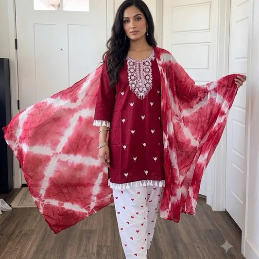 Women's Elegant Ethnic Kurta Set with Embroidered Floral Design Size 48 Perfect for Special Occasions
