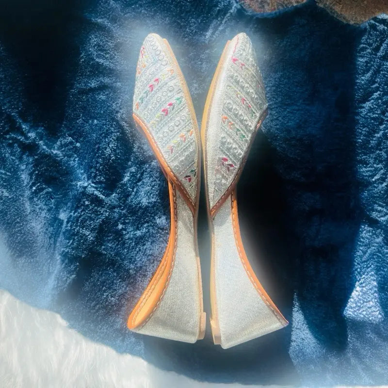 Handmade Mirror Work Punjabi Jutti | Ethnic Bridal Khussa Shoes | Embroidered Rajasthani Mojari for Women | Traditional Indian Wedding Flats