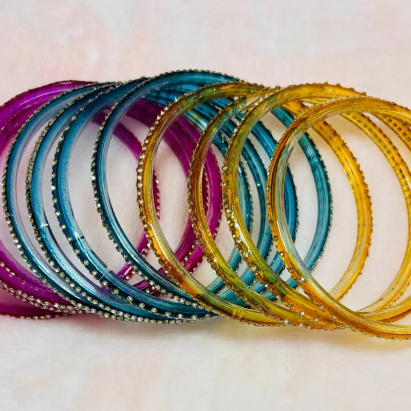 12PC Rhinestone Crystal Churiyan Bangle Set Women’s Stackable Bracelets 2.4 2.6 2.8
