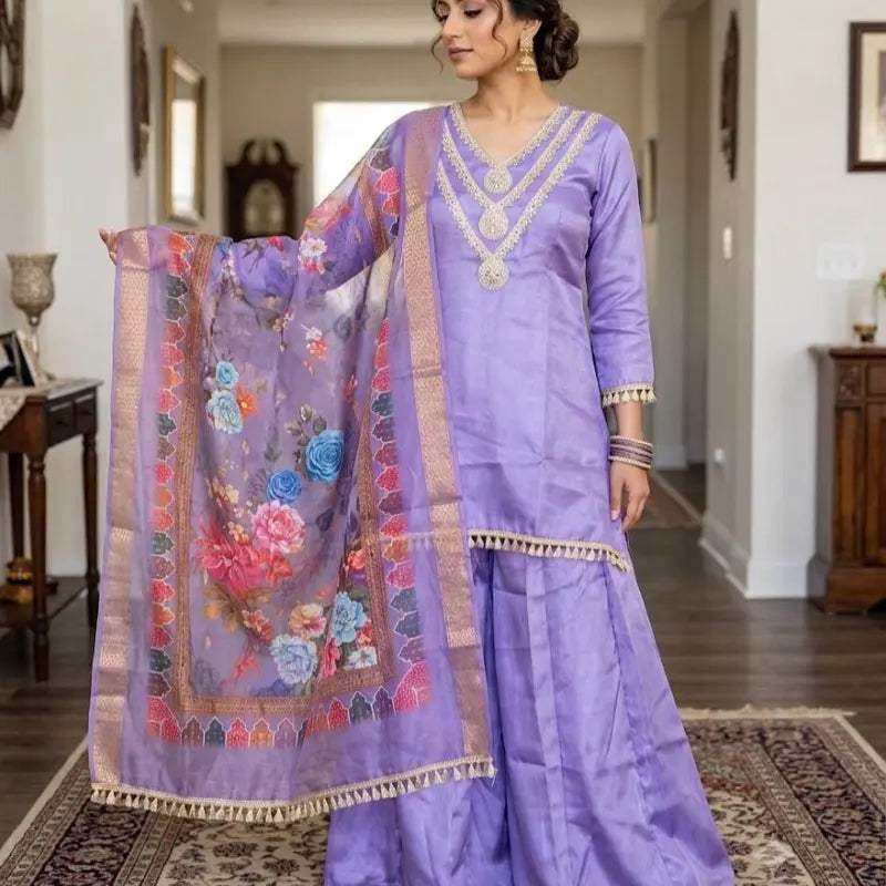 Luxury Silk Salwar Kameez Set - Elegant Embroidered Kurti (Size Options Available)