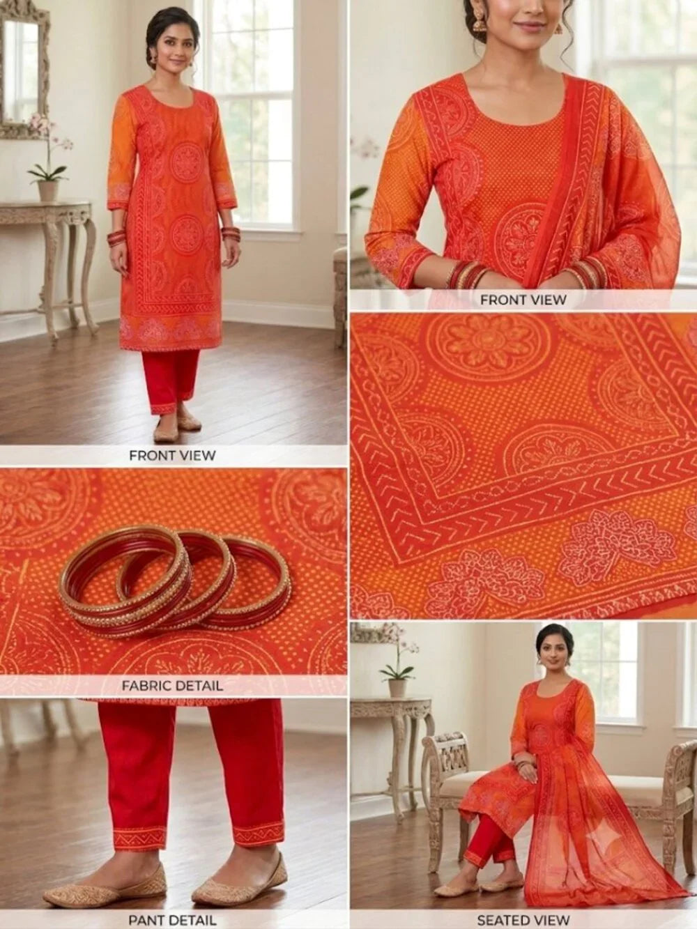 Women's Printed Kurta Set with Dupatta Elegant Three-Piece Outfit Ethnic Traditional Wear