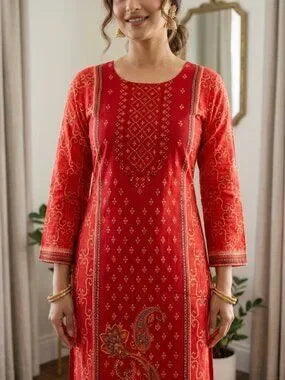 Women's Printed Kurta Set with Dupatta Elegant Three-Piece Outfit Ethnic Wear