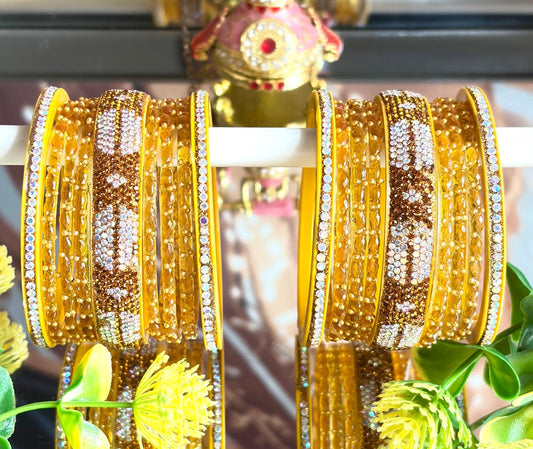 Ornate Traditional Bangle Set with Intricate Kundan Work and Stone Accents - Statement Jewelry for Weddings and Festivals